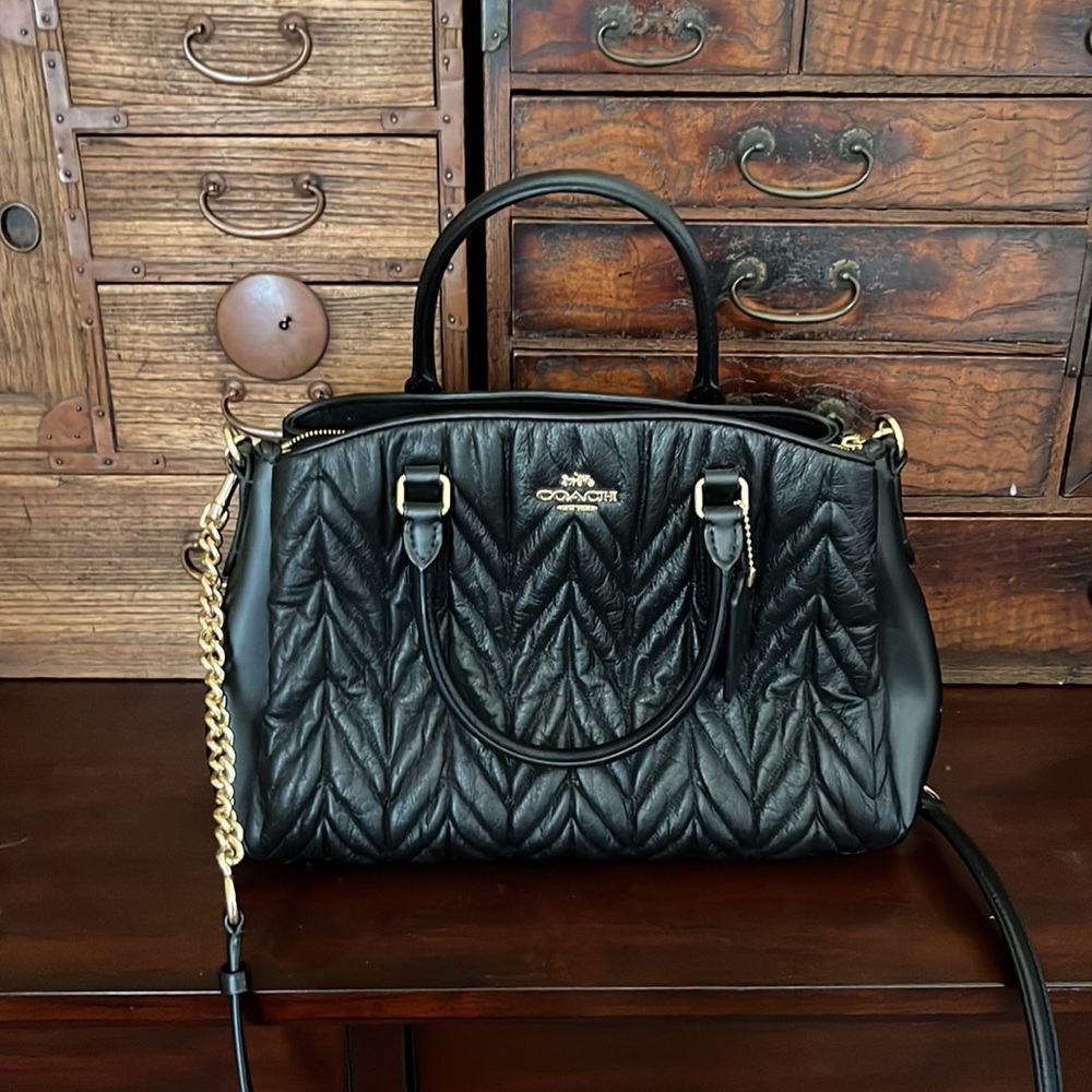 Coach Black Quilted Leather Sage Convertible to Shoulder or Crossbody